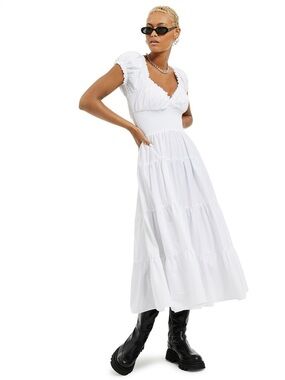 Cotton Poplin Smocked Cottagecore Dress